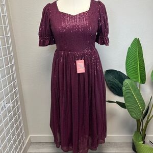 Ivy City Co Clara in Plum Sequin Dress - NEW - Size L